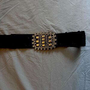 Chico’s Black Belt with silver Buckle with clear stones
